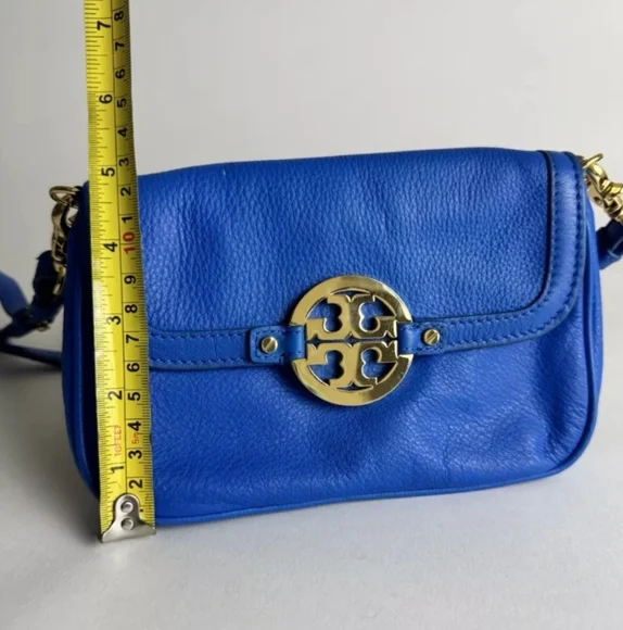 Authentic Tory Burch Electric Blue Leather Mini Amanda Crossbody Bag - Picture 4 of 6
